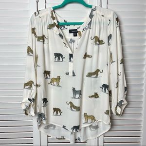 Karen Kane Leopard Print 100% Viscose Blouse Size Small